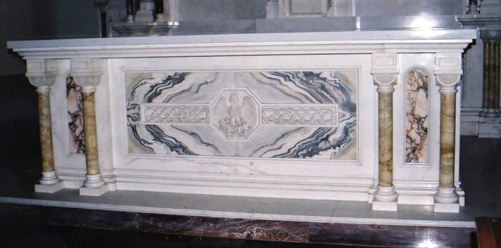 Marble Altars and Sanctuary Furniture. Pulpits, Baptismal fonts, Reredos.